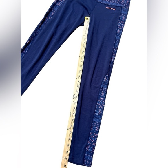 Marmot Meghan Navy and Pink Fair Isle Geometric Pattern Leggings, Size Small - Picture 5 of 6